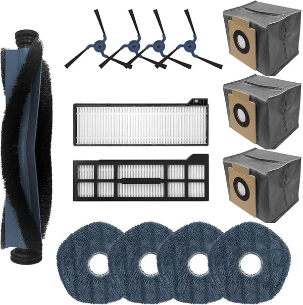 Accessories Replacement for eufy X10 Pro Omni Robot Vacuum - 1 Main Brush, 2 Filters, 4 Mop Pads, 3 Dust Bags, 4 Side