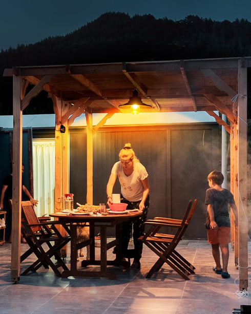 IP65 Solar Pendant Light Indoor Outdoor, Solar Shed Light Waterproof Metal Powered Hanging Chandelier, Gazebo Lights