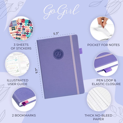 GoGirl Budget Planner – Compact Monthly Financial Organizer, Expense Tracker Notebook Journal (Lavender)