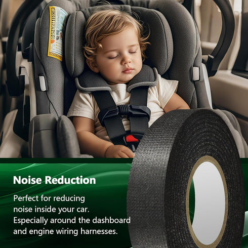 2 (100FT Rolls High Temp Wire Harness Tape Total) OEM-Grade Automotive Cloth Fabric Tape for Engine Wiring Loom, Cable