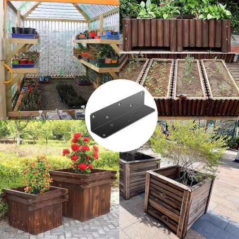 8" 2" 2" 3mm (Black-4PCS) x x L Brackets Heavy Duty, Large Iron Corner Bracket Metal Joint, Thickness Including Screws