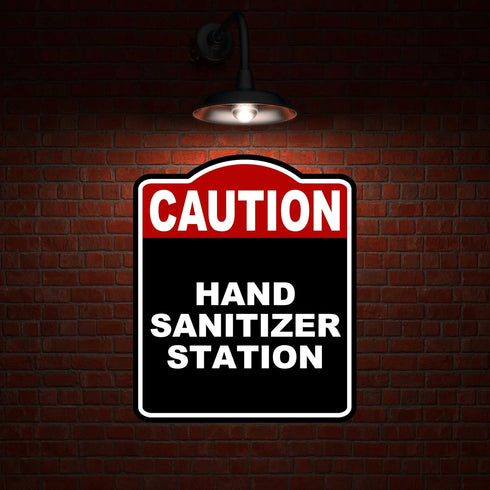 15 18 inches HAND SANITIZER STATION Caution Red Black Aluminum Composite Sign x