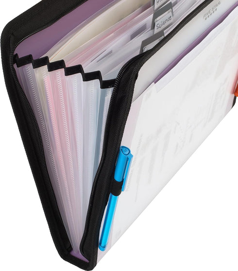 Five Star 7 Pocket Expanding File Organizer | Plastic Expandable File Folders with Customizable Tabs