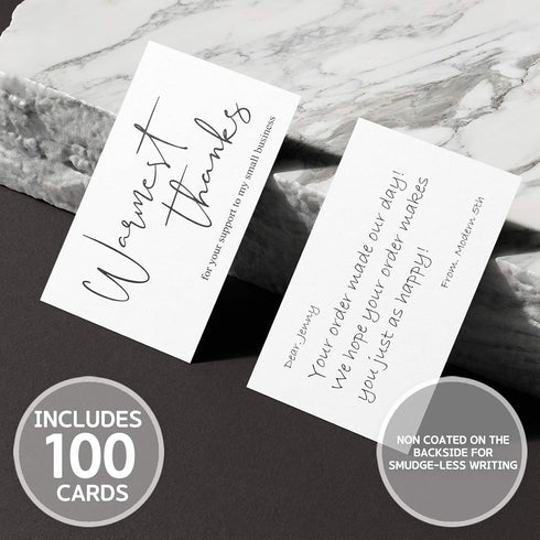 Thank You Cards for Small Business – Elegant Design with Warmest Thanks – 3.5 x 2 Inches, 100 pcs, 300GSM Card Stock