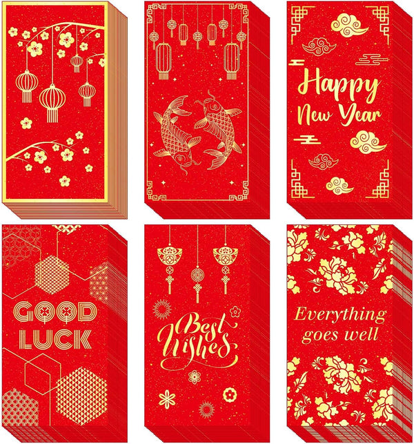 Henoyso Chinese Red Envelope, 2024 New Year Money Envelopes, 3.5 x 6.7'' CNY Red Pocket (108 Pack)