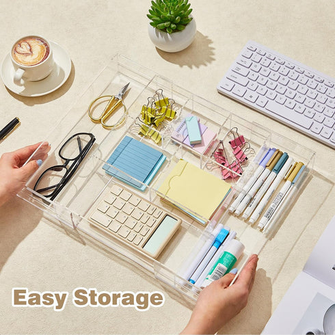 Briwooody 1 9'' 18'' 12'' 2.1'' 8 Pcs Acrylic Desk Drawer Organizer up to x x Expandable Drawer Organizer Trays