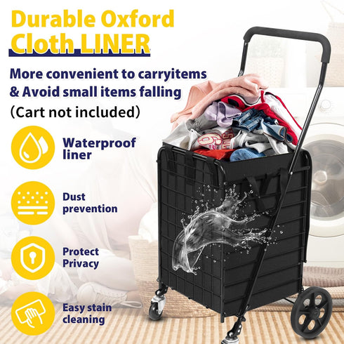 18" 15" 24" Kiffle Shopping Cart LinerWithout Trolley, X X Square Bottom, Fits Grocery Cart, Cover and Adjustable