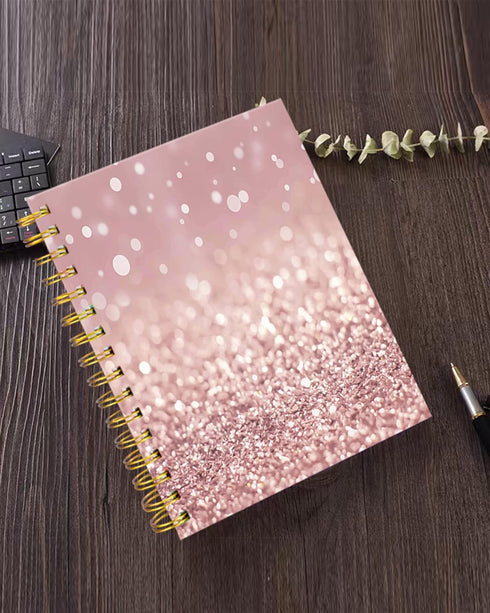Spiral Journal Notebook – Strong Twin-Wire Binding, 60 Sheets A5 College Ruled, Luxury Design, Pink Glitter