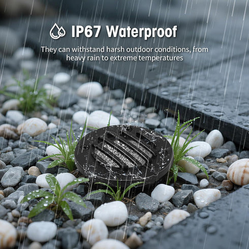 Gmalos 10W 2700K 12/24V IP67 2 Pack Low Voltage Landscape Lighting: Warm White LED Well Lights, Outdoor In-Ground