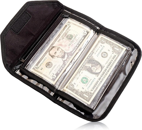 Money Organizer for Cash | Wallet Organizer with 6 Zippered Pockets | Cash Envelopes for Budgeting | Black
