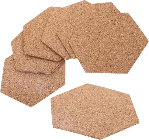 Ceramic Coasters 10pcs Hexagon Cork Boards Tiles Decorative Self-Adhesive Bulletin Board Memo Board for Home Office