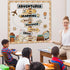 Travel The Map Bulletin Board Cutouts with Motivational Sign for Kids Let's Explore Voyage Classroom Decor