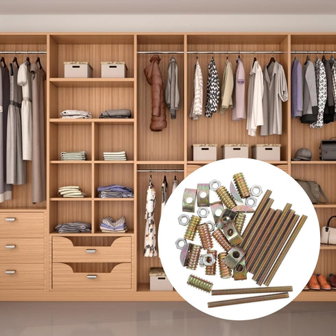 TEHAUX 10 Sets of 80mm Panel Furniture Wardrobe Connector, Fastener Bolts, Nuts, Hardware Kit