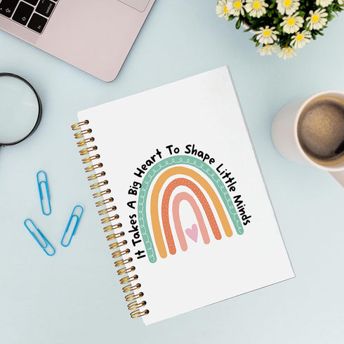 Teacher Appreciation Gifts Spiral Notebook Journal, 5.5 x 8.3 inches, It Takes a Big Heart to Shape Little Minds