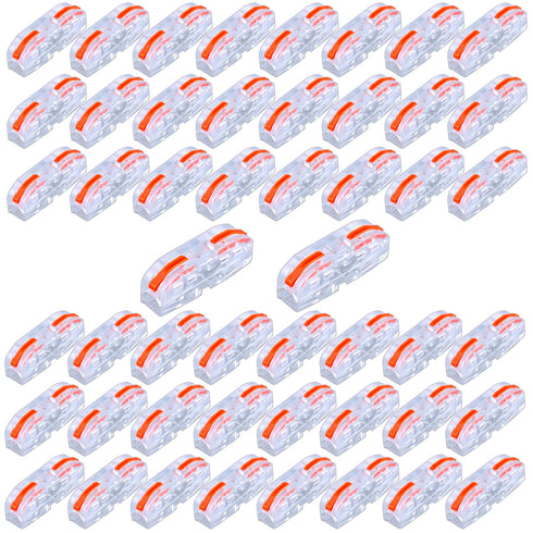 50Pcs Butt Terminals 1 to 1 Inline Electrical Lever Wire Connectors Kit for 28-12 AWG (Orange)