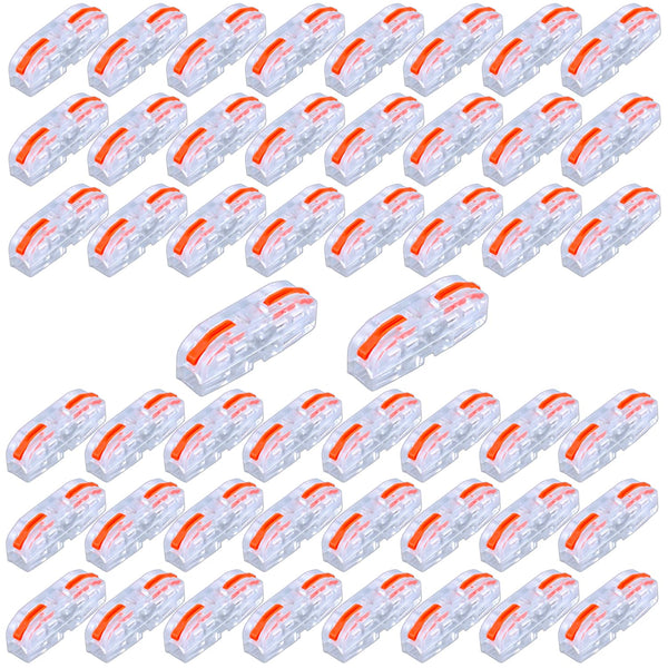 50Pcs Butt Terminals 1 to 1 Inline Electrical Lever Wire Connectors Kit for 28-12 AWG (Orange)