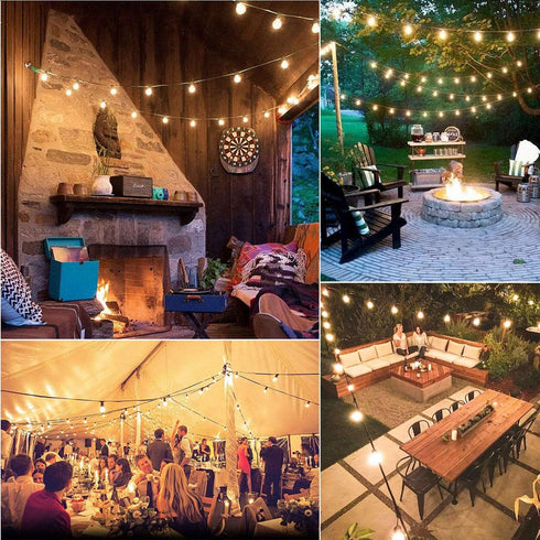 50Ft 22 G40 Bulbs(2 GOOTHY LED Outdoor String Lights with LED Shatterproof Globe Spare), Connectable Hanging Outdoor