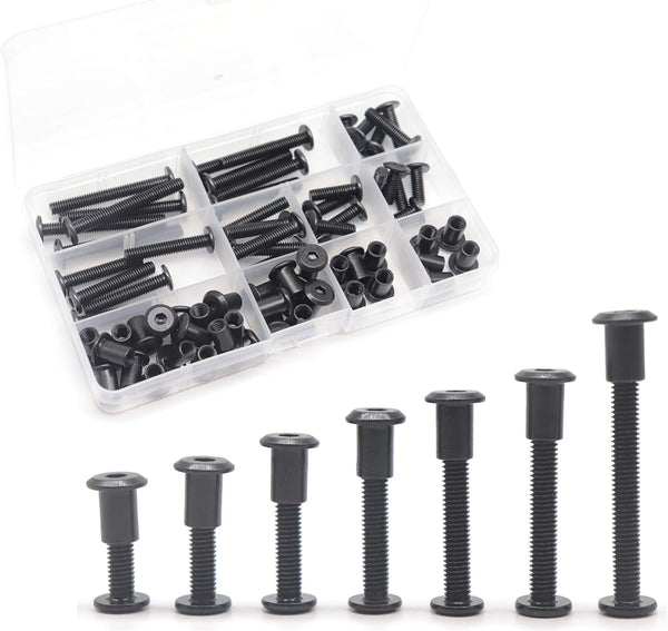 binifiMux Black M6 Hex Drive Socket Cap Bolts Kit, 35-Set Allen Head Countsunk