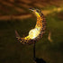 Garden Solar Light Outdoor Decorative - Moon Crackle Glass Globe Stake Metal Lights, Waterproof Warm White LED