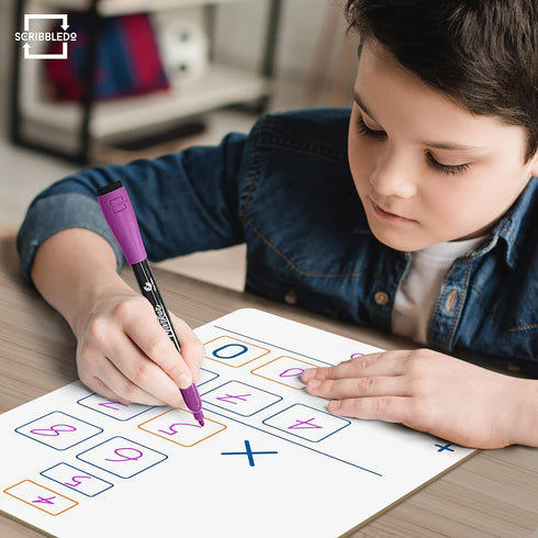 SCRIBBLEDO 9"x12" Double Sided Dry Erase Long Multiplication Board for Home, School, Kids, Students Math