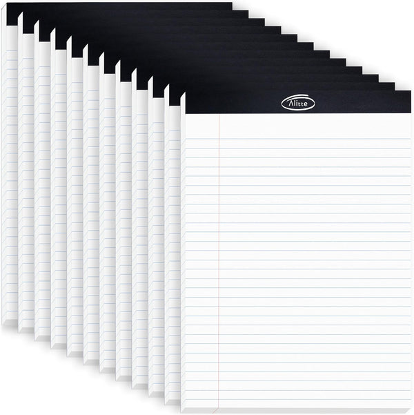 Legal Notepads 8.5 x 11, Pack of 12 - Perforated Wide Ruled Writing Pads, 50 Sheets Each for Home, Office, School