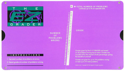 Grading Calculator - E-Z Grader Teacher's Aid Scoring Chart (Purple), 8-1/2" x 4-3/4"