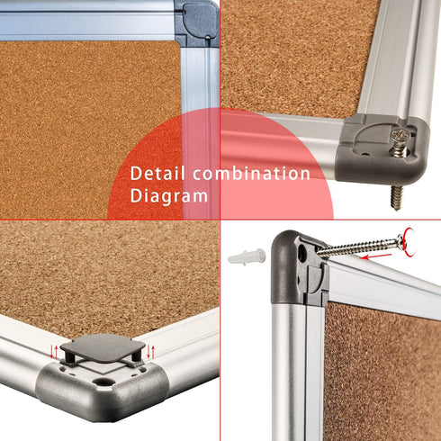 BESTBOARD Heavy Duty Cork Bulletin Board, 24 x 36 inch, Silver Aluminum Frame for Homes or Offices