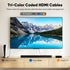 4K 3FT 3-Pack(Tri-Color), 18Gbps 2.0 4K@60Hz 2K@240Hz, HDR10, Dolby, 2.2 PS5, HDMI Cable High Speed HDMI Cable