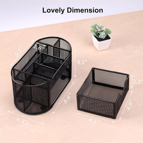 EOOUT Desk Organizer, Pencil Holder for Desk, Mesh Office Desk Accessories with 8 Compartments and 1 Drawer Stationery Holder School Supplies by EOOUT