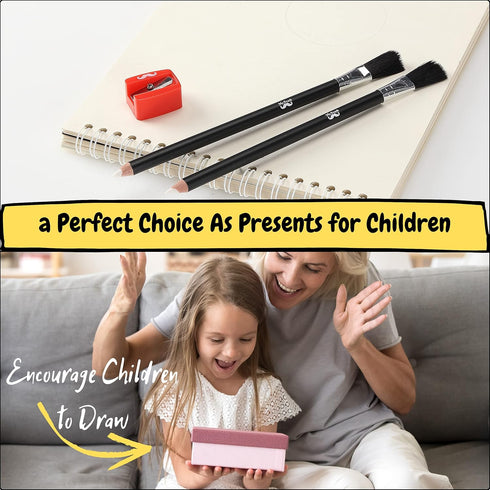 Mr. Pen Eraser Pencil Artist & Drawing Set, 3 Pcs: 2 Eraser Pencils, 1 Sharpener