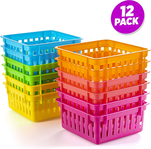 PREXTEX Classroom Storage Baskets Crayon and Pencill Container - Classroom Organization - Crayon Holder - Storage Basket, Shelf & Desk Organizer - Classrooms, Office Desk, Small Desk, and Toy Storage