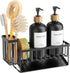 Set 2 Pack 16.9oz Set Cisily Kitchen Dish Soap Dispenser with Black Glass Bottle and Sponge Holder, Dish Soap