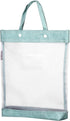 PATIKIL Green Nylon Document Bag with Handle, Transparent Handbag for Office Business