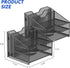 Samstar 2 Pack Mesh Desk File Organizer - Letter Tray Holder with 3 Paper Trays and 2 Vertical Sections, Black