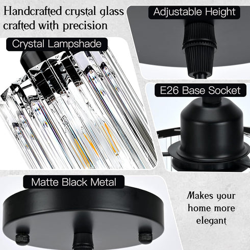 WKWKTOTO 1-Piece Pendant Lights Kitchen Island, Elegant Modern Island Lights for Kitchen with Crystal Glass Luxury