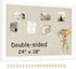 Double-Sided Large Cork Board with Linen, 24" x 18" Hanging Wood Framed Bulletin Board