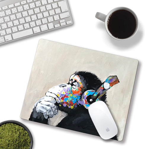 Mouse Pad with Design, Gorilla Oil Painting Graffiti, Funny Non-Slip Computer Mousepad for Home Office