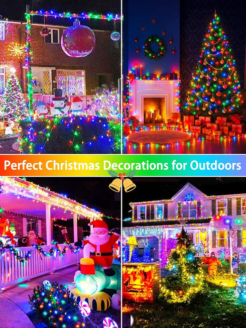 4 Pack 180FT 320 8 Solar Christmas Lights Outdoor Waterproof, Super Bright LED Solar String Lights with Lighting Modes