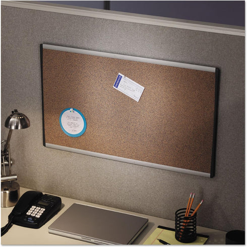 Quartet Bulletin Board, 30" x 18", Corkboard, Aluminum Frame, Tan (ARCB3018)