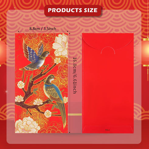 Red Envelopes Chinese New Year, 30 Pack 6 Styles Lucky Red Money Envelopes for Cash - 6.6 x 3.5inches, Peacock Dragon Goldfish Design Hong Bao Chinese Red Pocket for Lunar New Year, Spring Festival by KESTAR