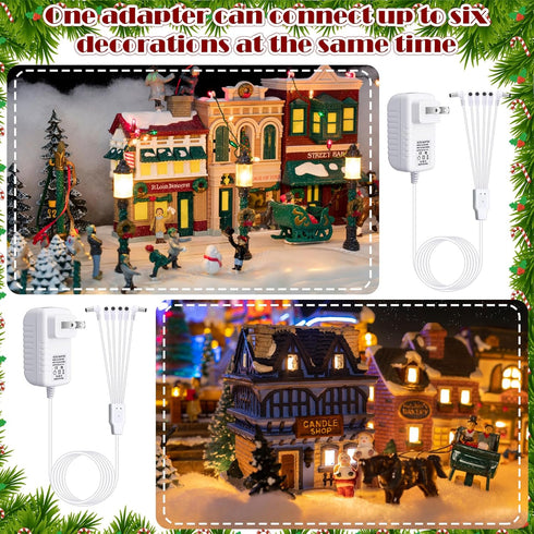 Umigy 2 4.5v White(6 Pcs Power Adapter Compatible with Lemax Lighted Accessory Ac Dc Power Adapter for Christmas