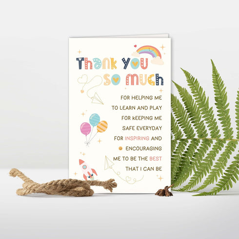 YIWANSIN Thank You Card Gift for Teacher, Preschool Teacher Appreciation Card from Parents, End of Year Thank You Gift