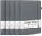feela 5 Pack Journal Notebook, Bulk for School, Classic Ruled Lined Journals with Pen Holder, A5, Gray