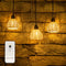 3 Pack Outdoor Battery Operated Chandelier, Small Hanging Rattan Pendant Lights with
