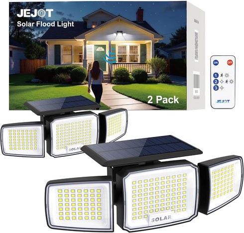 Solar Security Light Outdoor,Solar Flood Light with Active Motion Sensor,3 Heads 270