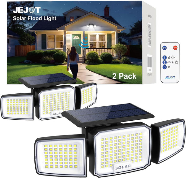 Solar Security Light Outdoor,Solar Flood Light with Active Motion Sensor,3 Heads 270