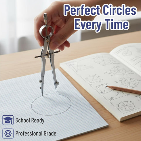 Mr. Pen Set 6 Inch Set 15 Set Geometry with Swing Arm Protractor, Divider, Squares, Ruler, Compasses and Protractor