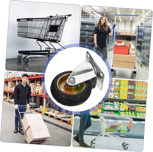 UKCOCO Small Swivel Caster Wheels with Brake for Cart Trolleys and Outdoor Trash Bins Rubber Iron Core Replacement