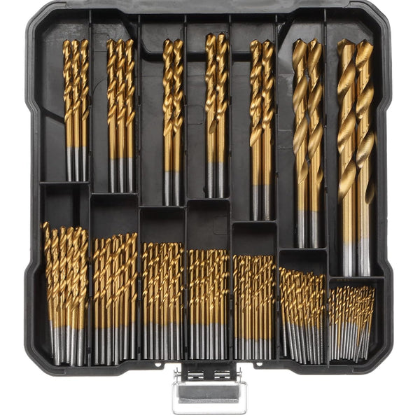 uxcell 99pcs Titanium Twist Drill Bit Set, 14 Sizes for Hardened Metal, Stainless Steel, Wood, with Case