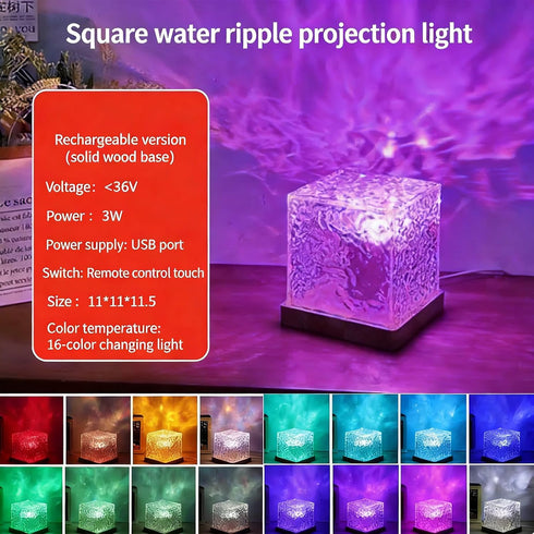 Mrauzlty 16 Ocean Wave Projector Light with Bluetooth Speaker, Colors LED Mood Lamp, Music Sync Night Light